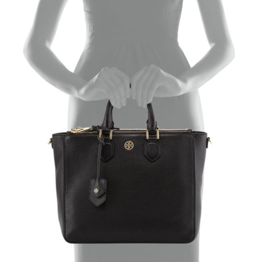 Tory Burch Robinson Pebbled  Tote Bag, Black